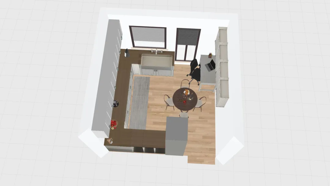 Kitchen office round table 3d design renderings