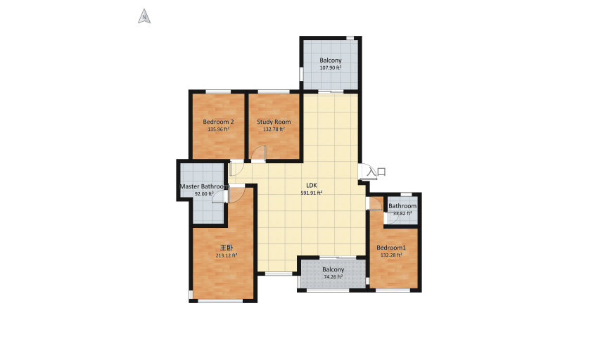Elegant Modern apartment floor plan 184.44