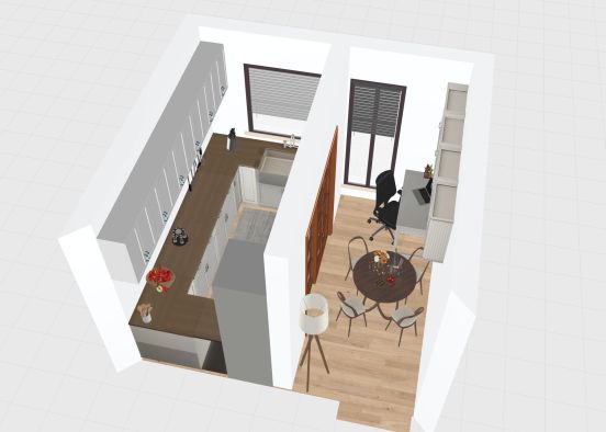 Kitchen with office Design Rendering