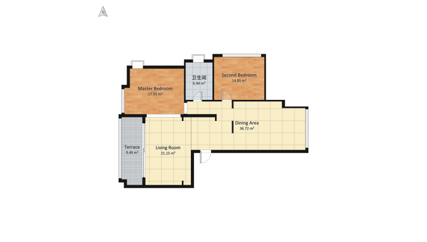 Contemporary Two Bedroom Design floor plan 117.96