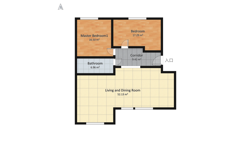 2-room apartment floor plan 109.5