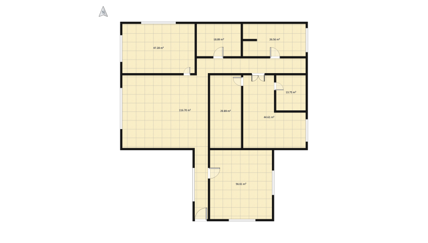 Modern Single Floor Apartment floor plan 384.76