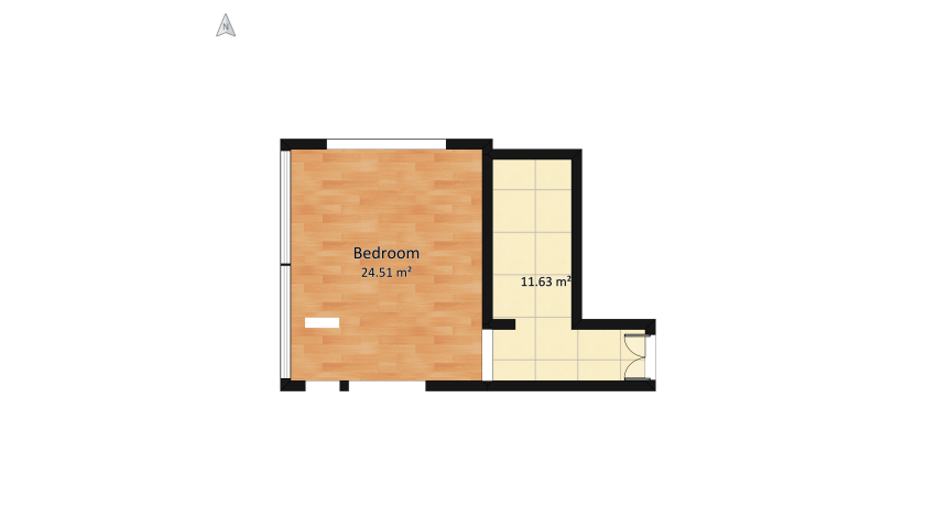 Classic Black and White Hotel Room floor plan 40.89