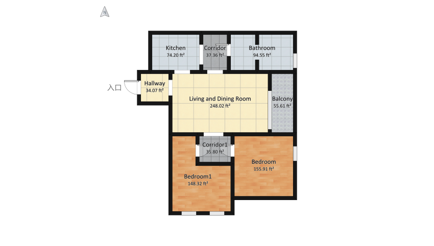 apartment x floor plan 95.86