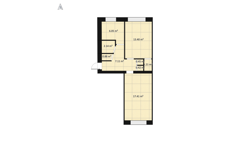 Small apartament in Ukraine floor plan 56.94