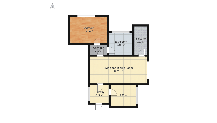 Bohemian Apartment floor plan 93.57