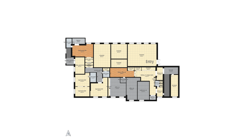 3 apartments for rent - on 2 floor - Artemiev floor plan 1103.3
