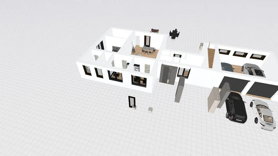 2houses&garage 3d design renderings