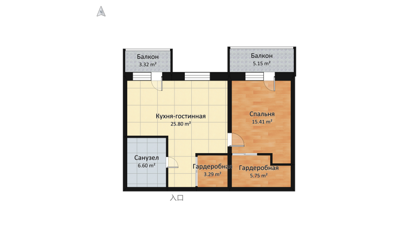 Уютная квартира в скандинавском стиле floor plan 75.93