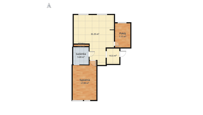 Small flat in loft style floor plan 73.1