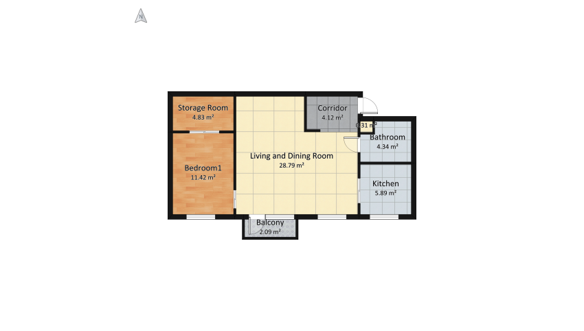 Redevelopment of an apartment for a couple. floor plan 68.81