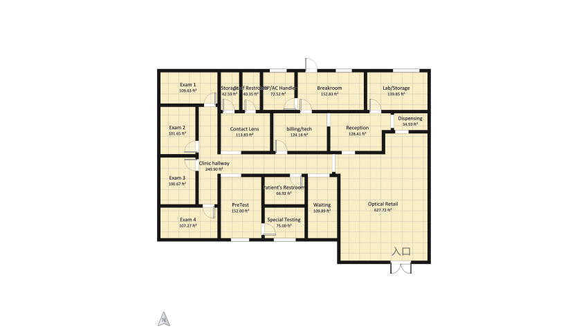 Modified original with possible lab in center floor plan 233.83