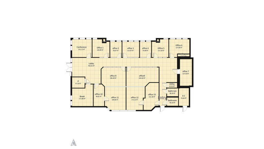 AAS 2410 Ridgewood Bank Proposed 5 Hallway, Desk area floor plan 1049.77