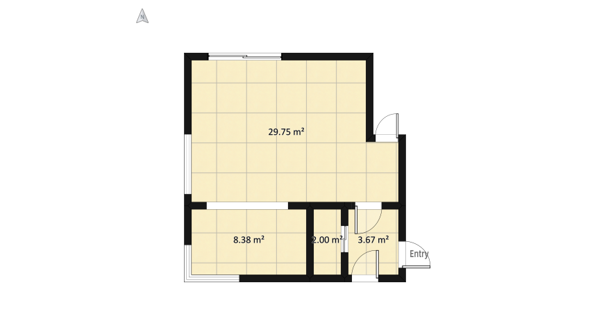 Parter salon kuchnia przedpokój floor plan 49.96