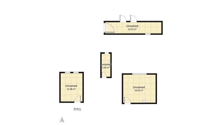Living room, badroom, bathroom and kitchen floor plan 47.02