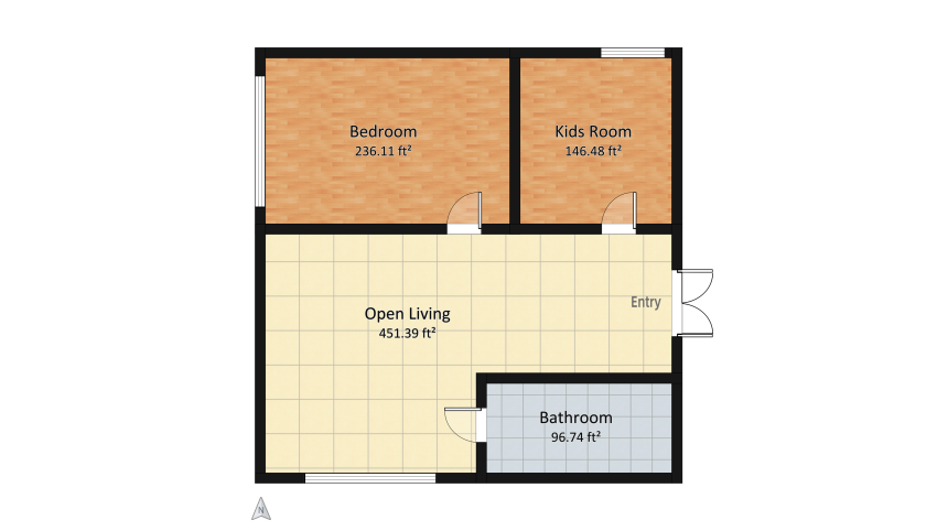 Single Mom Apartment floor plan 86.47