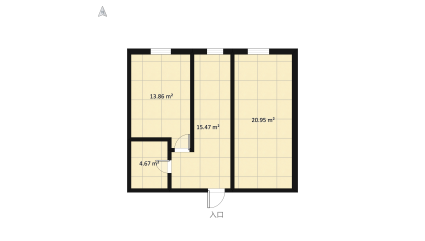 apartament 2 cam floor plan 62.37