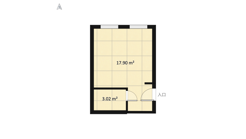 Kawalerka 21m2 floor plan 23.66