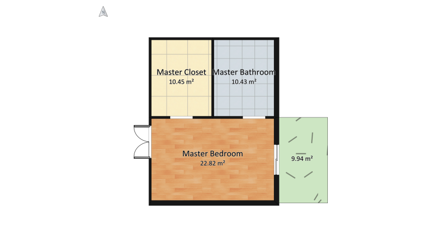 Prototypical Plan 1 - Master Bed, Bath, and closet floor plan 57.15