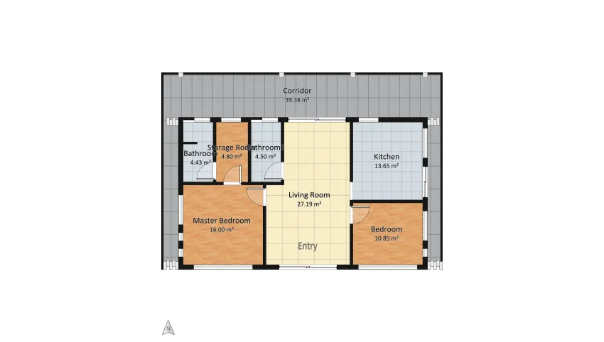 Modern 2-Bedroom Country Tiny Villa floor plan 886.45
