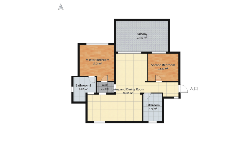 Apartamento dos dormitorios floor plan 234.07