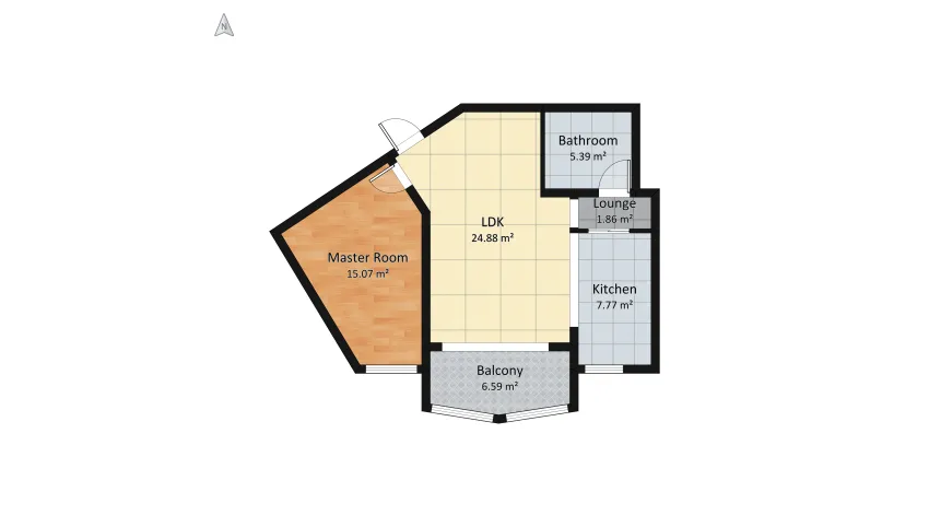 Apartment in blue floor plan 61.55