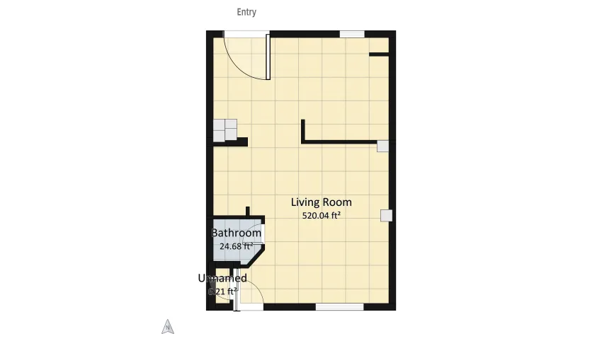 Main Floor - living couch against window floor plan 51.19