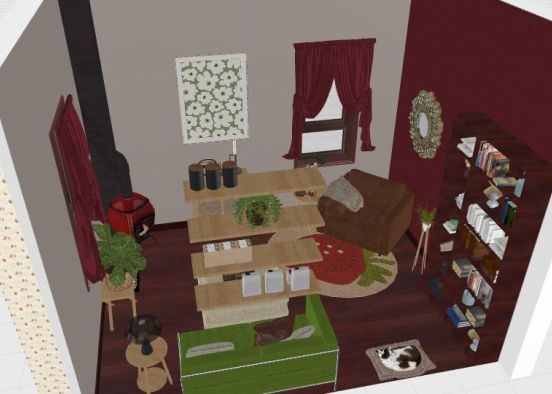 Strawberry Inspired living room_copy Design Rendering