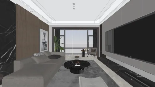 Dark-themed Modern Apartment