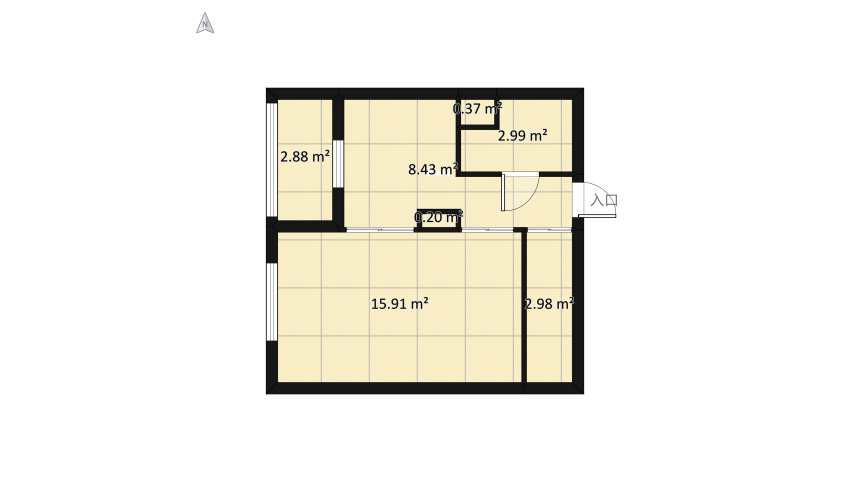 Studio apartments floor plan 39.1