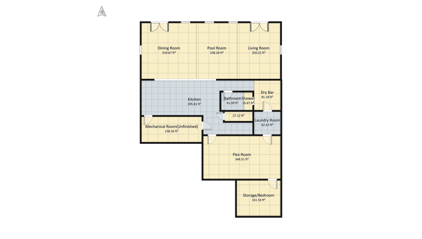 White Basement floor plan 194.81