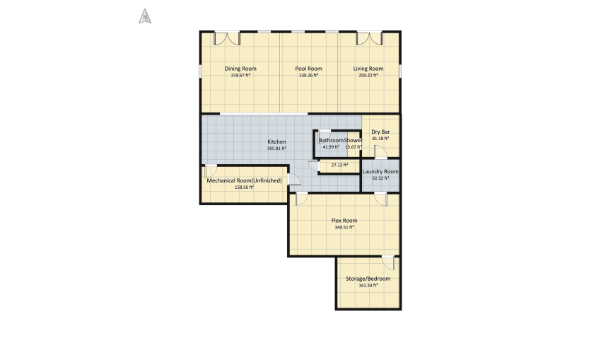 White Basement floor plan 208.88