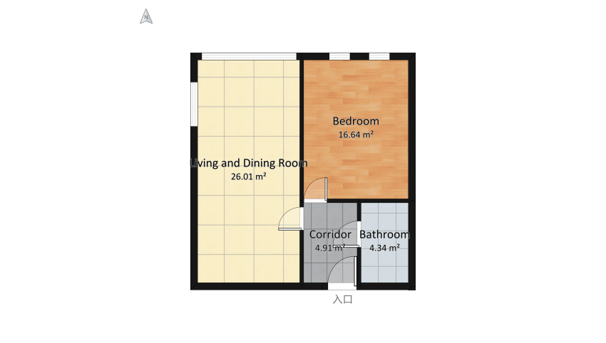 Apartment in Scandinavian style for a yong couple  floor plan 57.27