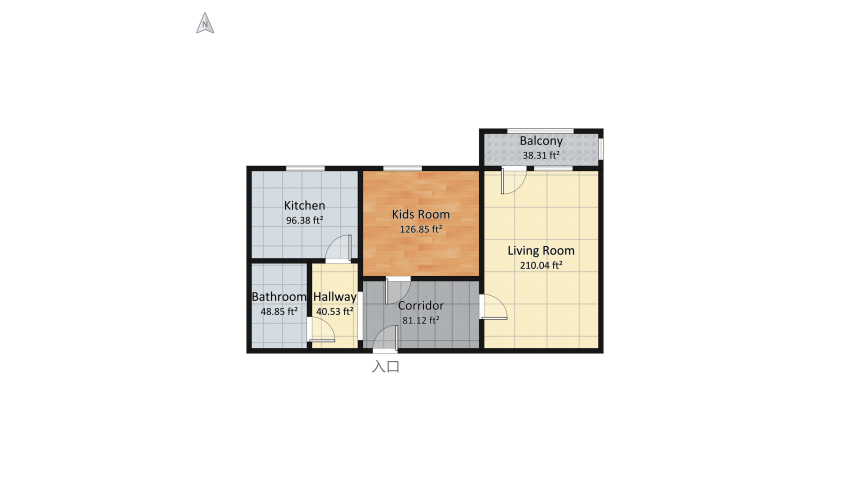 2-roomed flat v2 floor plan 66.01