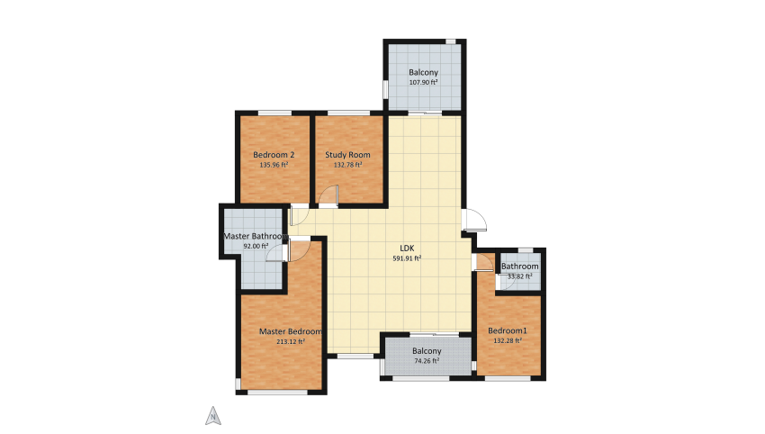 11 Three Bedroom Large Floor Plan floor plan 164.26