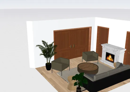 Bohemian Coastal Living Room Design Rendering