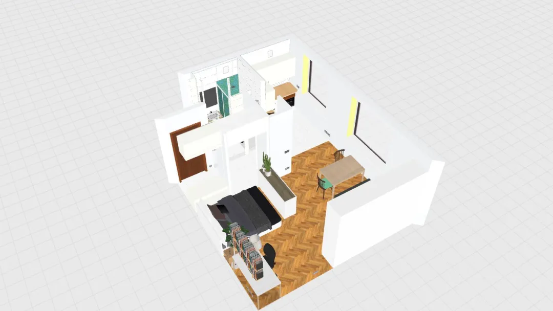 HEX wall, GREEN floor 3d design renderings