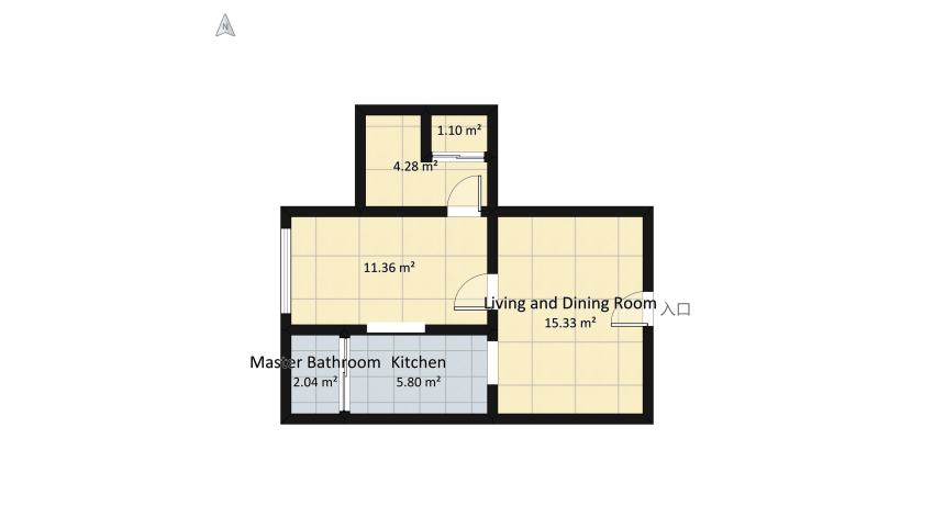 Apartment 1 Bedroom  floor plan 47.48