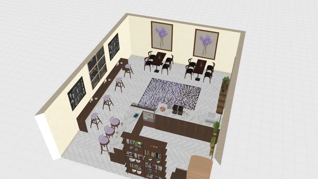 Copy of Purple and Yellow Cafe 3d design renderings