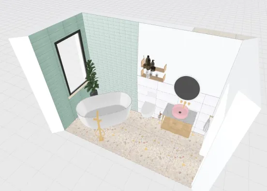 Bathroom All White and Sparkkle Design Rendering