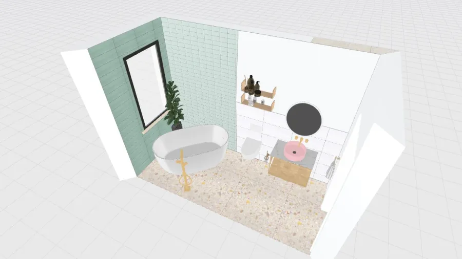 Bathroom All White and Sparkkle 3d design renderings