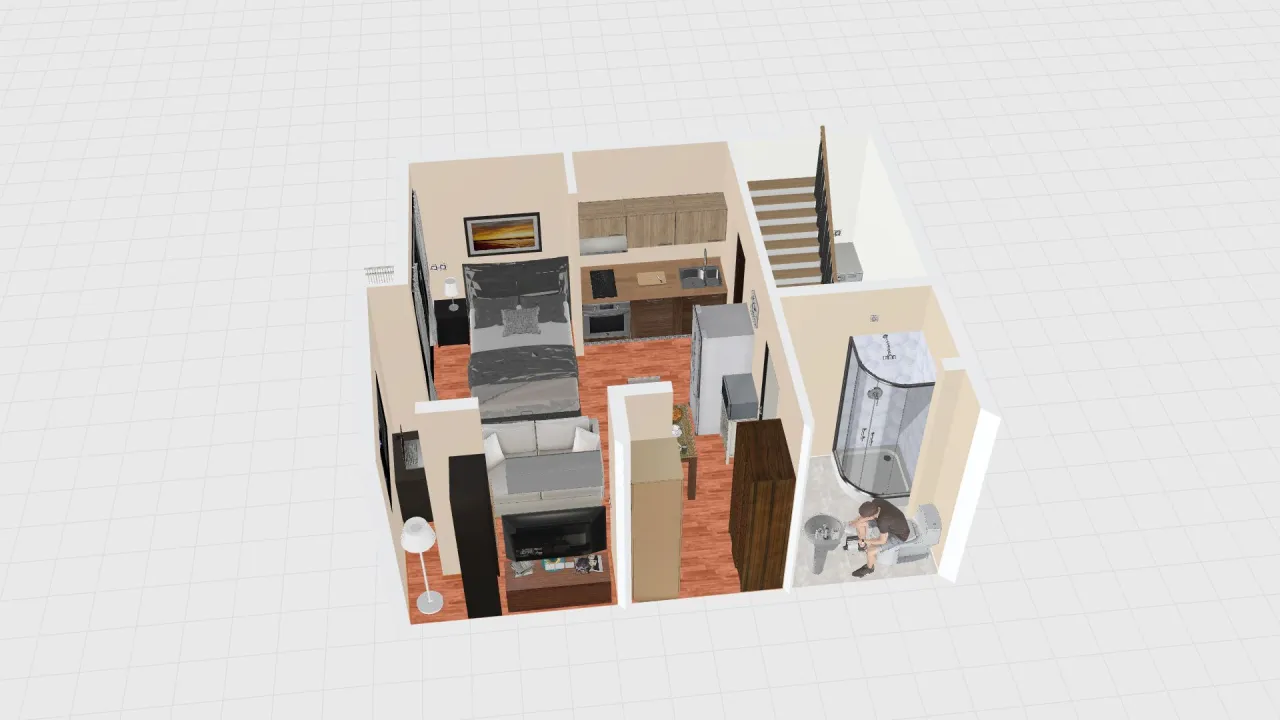 V3_VF TinyFlat 25.83 m² 3d design renderings