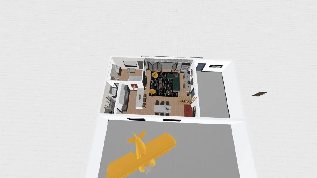 Hangar Loft V2 - 25x30 w/ 25x6 balcony 3d design renderings