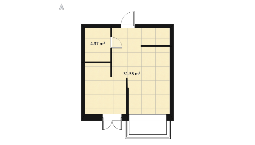 Loft of one room apartment floor plan 81.43