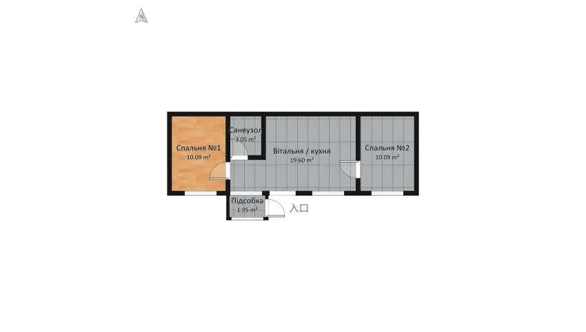 Mini cottage LCD OASIS_1_variant Compact floor plan 44.98