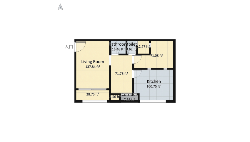 2 bedroom with 2 WC floor plan 42.67