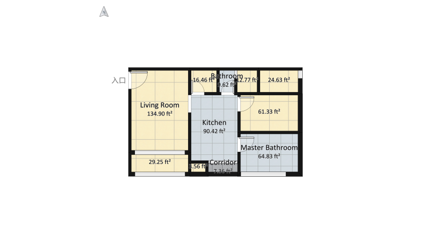 2 bedroom with 2 WC floor plan 49.44