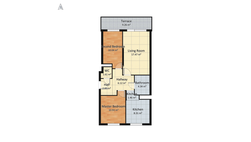 Gold & White Apartment floor plan 79.61