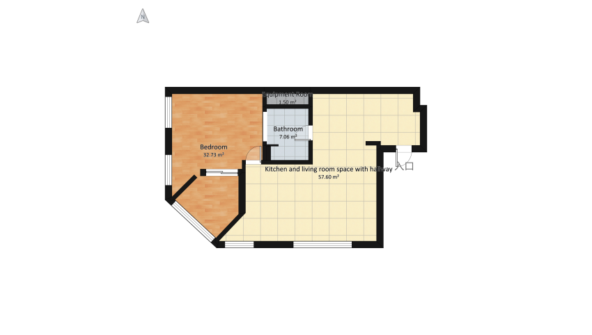 One level floor plan 114.53