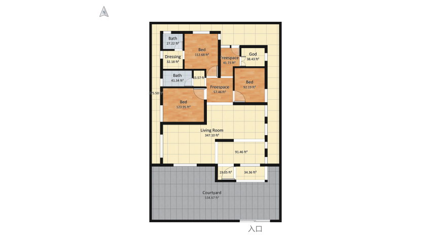 Copy of Sevda _ redesign 2+1 bhk floor plan 640.09
